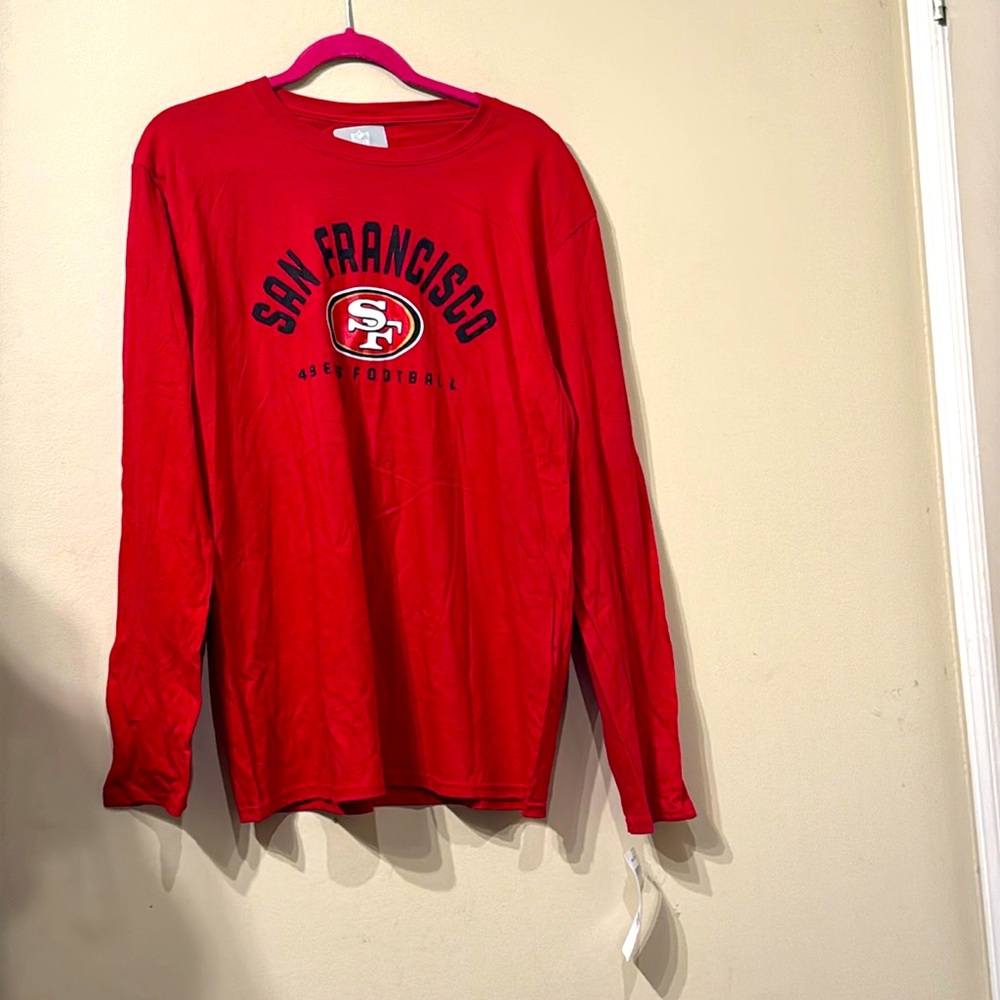 NFL Red Long Sleeve Crew Neck San Francisco 49ers Football Shirt sz L NEW NWT